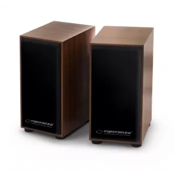 Diffusori ESPERANZA EP122 2.0 diffusori desktop con filo, 2×6 W RMS, cassa in legno, controllo volume a manopola, 60–20000 Hz