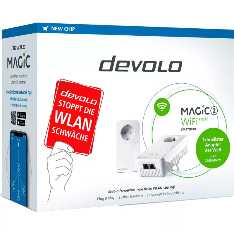 devolo Magic 2 WiFi next Powerline Starter Kit 1x adattatore devolo Magic 2 WiFi next, 1x adattatore devolo Magic 2 LAN