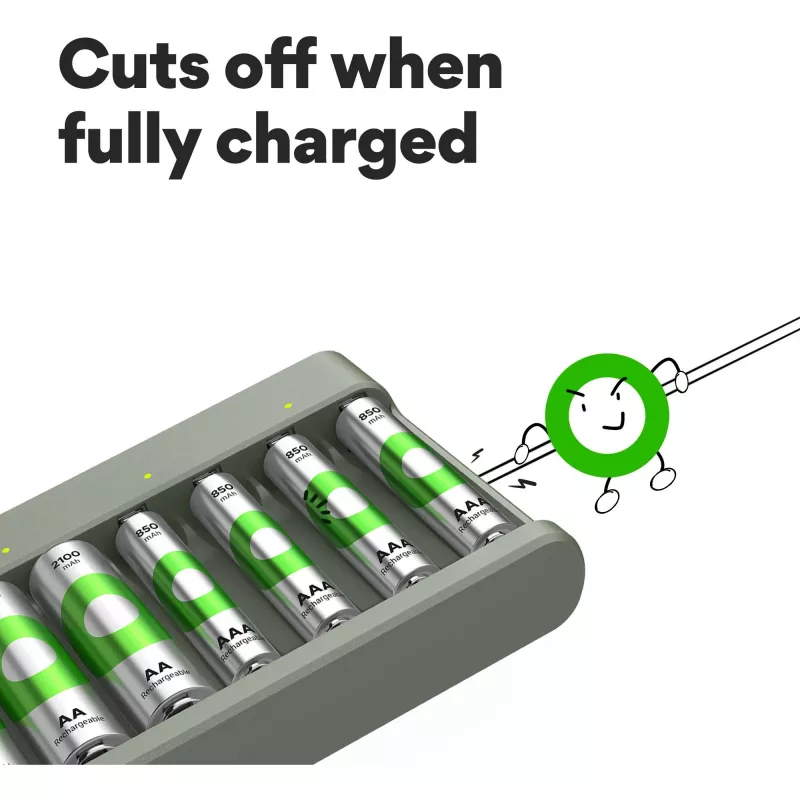 Caricabatterie GP E821 per batterie ricaricabili NiMH AA e AAA, modello E821