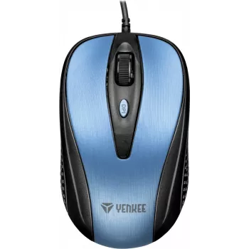 Mouse USB con cavo, 4 tasti, ottico, simmetrico, blu