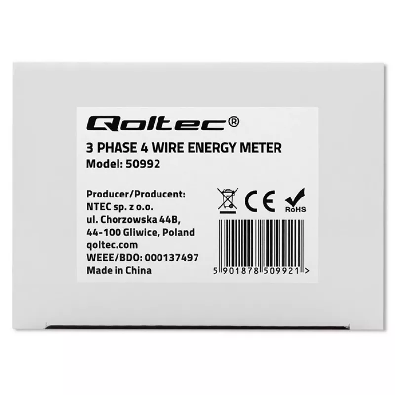 Contatore elettronico trifase QOLTEC 50992 400V 100A