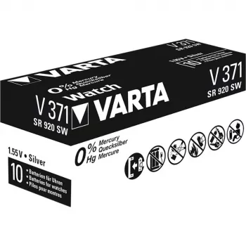 Varta 00371101111 batteria a bottone all'ossido d'argento 371, 30 mAh, argento