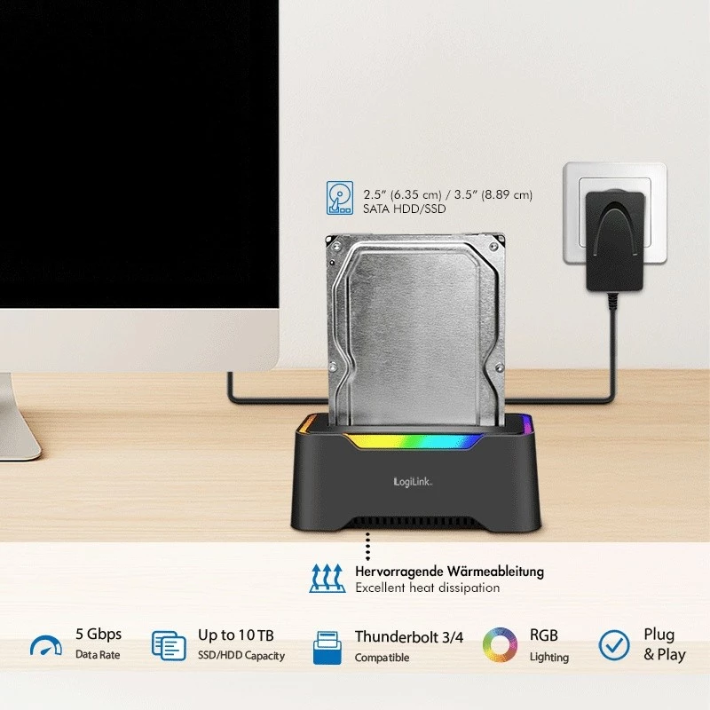 LogiLink Docking station HDD LogiLink Quickport USB 3.2 1 porta per 2,5/3,5 SATA (QP0035)