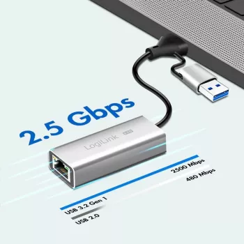 Adattatore USB-A/-C a Ethernet 2,5G, grigio