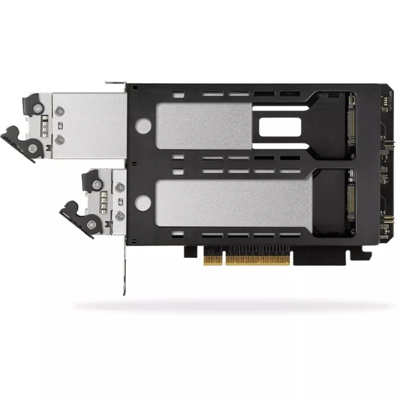 Rack di archiviazione mobile RAIDSONIC ToughArmor MB842MP-B — 2 vani estraibili per M.2 NVMe, PCIe 4.0 x16
