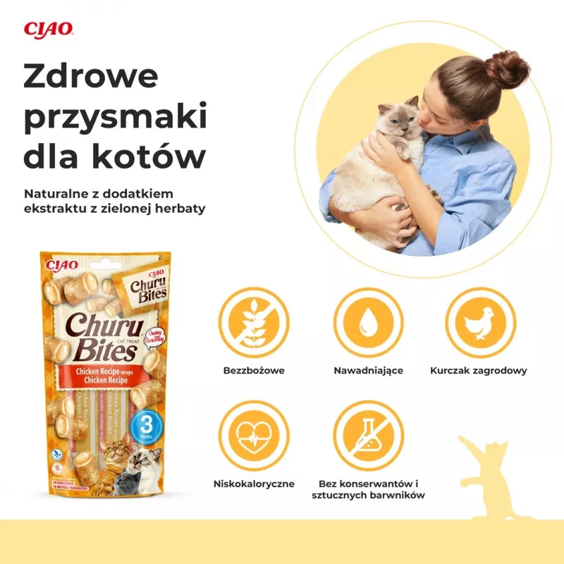 INABA Churu Bites involtini ricetta pollo – snack per gatti – 3x10 g