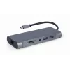 Gembird A-CM-COMBO7-01 Dock per notebook/replicatore di porte USB 3.2 Gen 1 (3.1 Gen 1) Type-A grigio