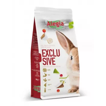 Mangime secco per conigli Alegia Exclusive 700 g — gusto verdure, proteine 15,76 %, fibre 16,3 %