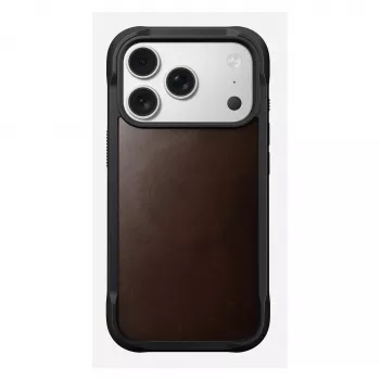 Custodia per smartphone Nomad Rugged Leather Case per iPhone 17 Pro, 6,3 pollici (16 cm), marrone, pelle/TPU/alluminio