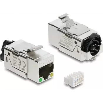 Modulo Keystone DELOCK 86610 — piatto, acciaio inox, RJ-45, 16,4×37,5×22 mm