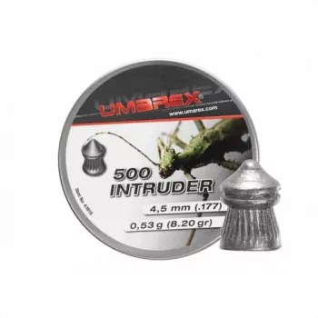 Pallini per fucile Umarex Intruder Pointed Ribbed 4.5 mm, Diabolo in piombo, 0.52 g, 500 pz, canna filettata