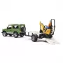 BRUDER Land Rover Defender con rimorchio CAT e uomo veicolo giocattolo