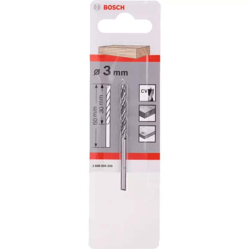 Punta per legno Bosch standard con punta di centraggio diametro 3 mm lunghezza 61 mm