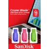 SanDisk Cruzer Blade chiavetta USB 2.0 da 16 GB (3 pz.), blu/verde/rosa