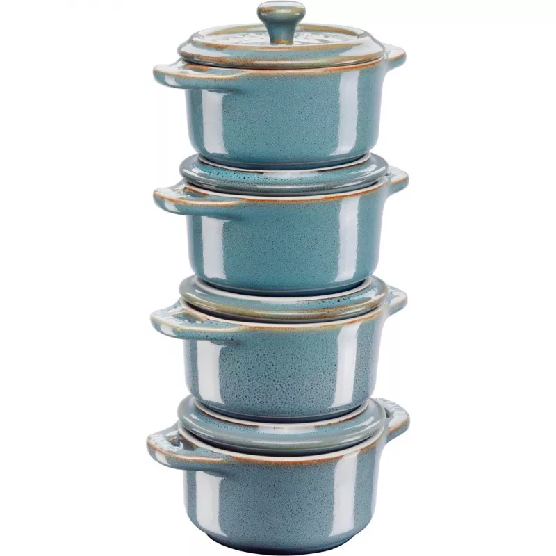 Staub Mini Cocotte rotonda, 4 pz. - 200ml, turchese antico