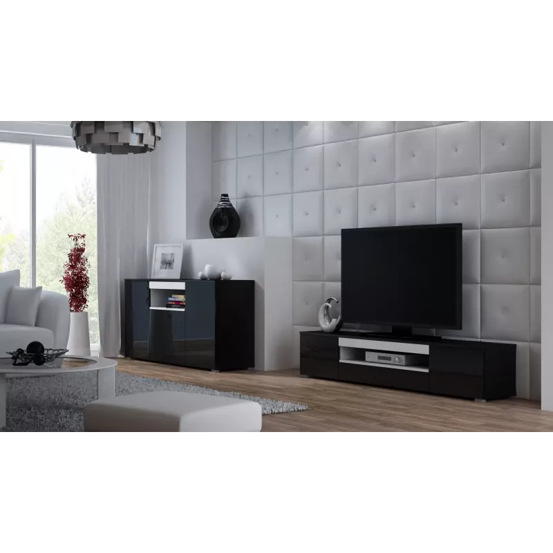 Cama Sideboard VIVA 150 nero/nero lucido + bianco