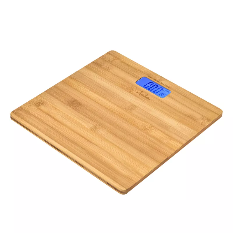 Jata HBAS1489 bilancia pesapersone elettronica, 180 kg, graduazione 100 g, piattaforma in bambù pressato, display LCD