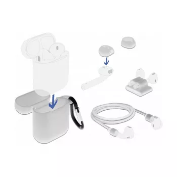 Custodia DeLOCK Apple AirPods set accessori bianco