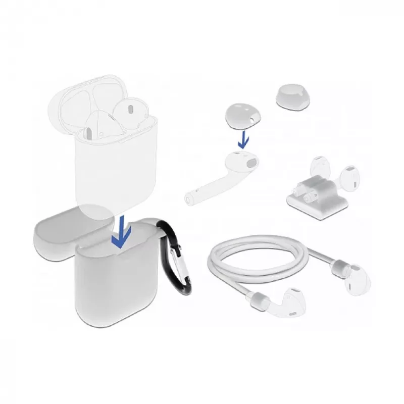 Custodia DeLOCK Apple AirPods set accessori bianco