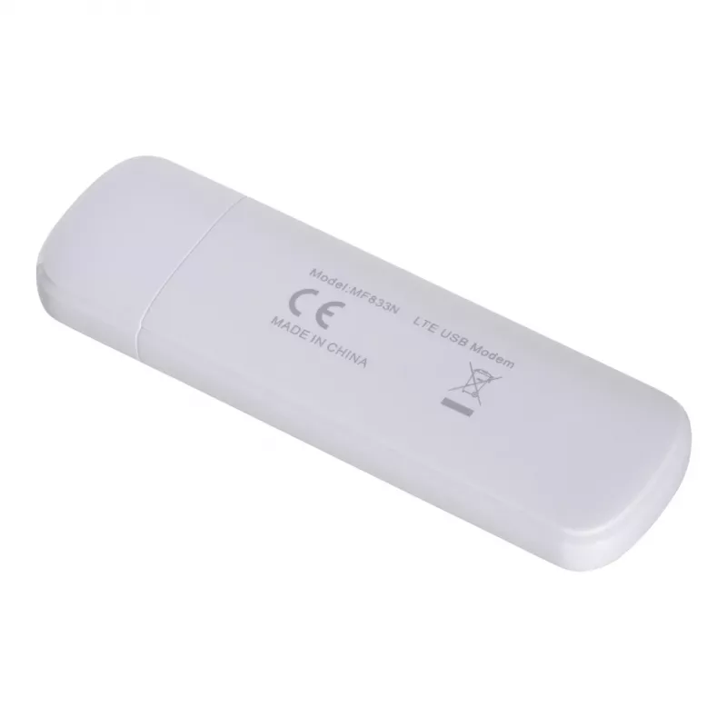 Modem USB mobile ZTE MF833N, formato USB portatile, 4G LTE-FDD/TDD fino a 150 Mbit/s, supporto HSUPA/2G, slot microSD, bianco