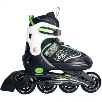 Pattini in linea Muuwmi 682 misura regolabile 33–36 verde/nero con set protezioni