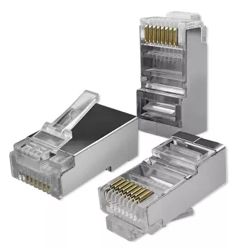 Connettore modulare RJ45 QOLTEC 54556 CAT6 FTP, argento, 18×22×11 mm, confezione da 100