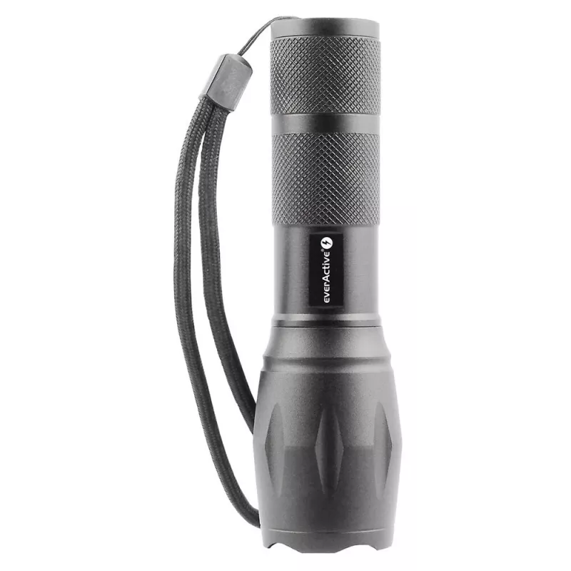 Torcia everActive FL600 — 600 lm, 10 W, corpo in alluminio, IPX4, 130 mm, 3×AAA, rossa