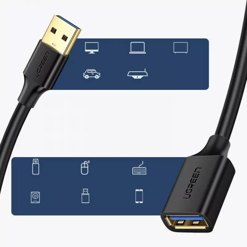 Ugreen adattatore prolunga USB 3.0 (femmina) a USB 3.0 (maschio) 2 m (nero)