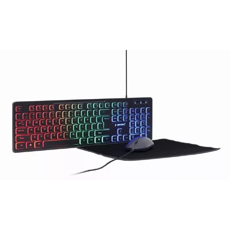 Tastiera full-size cablata con mouse Gembird KBS-UML-01 — USB, QWERTY US, 104 tasti, nero