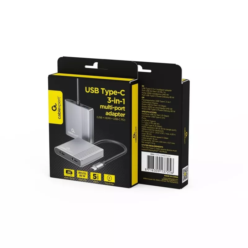 ADATTATORE I/O USB-C A HDMI/USB3/3-IN-1 A-CM-COMBO3-04 GEMBIRD
