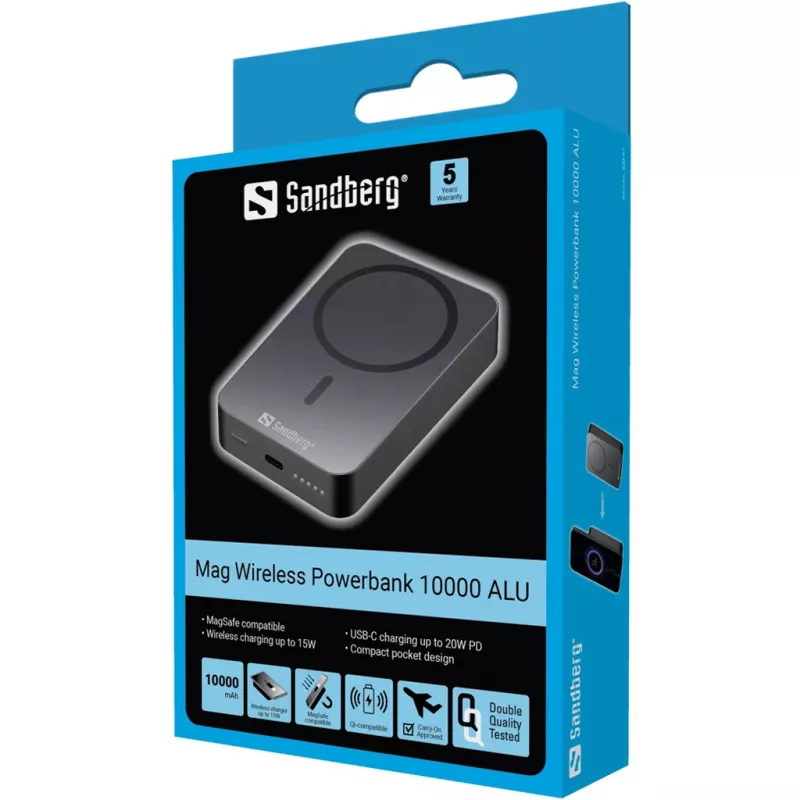 Caricabatterie portatile Sandberg Mag Wireless Powerbank 10000 ALU, 10000 mAh