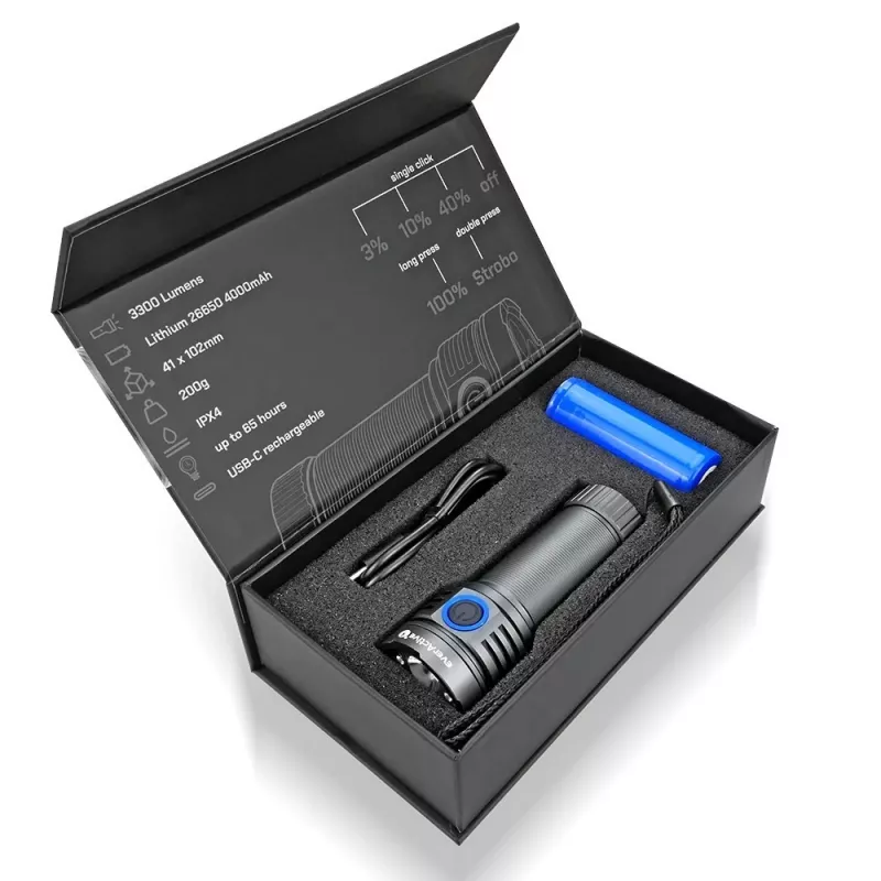 Torcia LED everActive LUMINATO R FL-3300R – 3300 lumen, ricaricabile