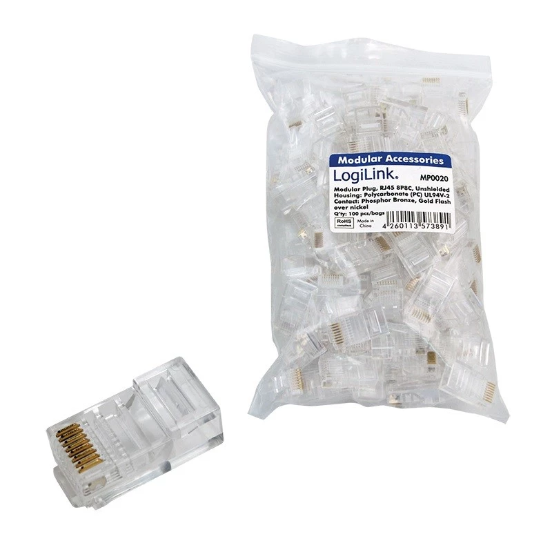 Connettore maschio RJ45 LogiLink MP0020 trasparente