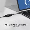 Adattatore Ethernet Aukey CB-A30 USB‑C a Gigabit RJ45 10/100/1000 Mbps, USB 3.0, alluminio, indicatori LED
