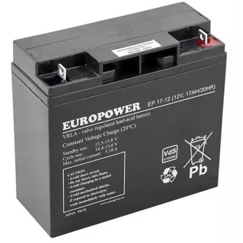 Batteria al piombo-acido AGM sigillata europower EP Series 12V 17Ah – durata 6–9 anni