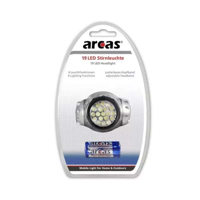 Lampada frontale Arcas 19 LED 4 funzioni di luce