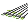 Green Cell GC Ray KABGCSET01 set di cavi da USB-A a USB-C, 3 pz. (30 cm, 120 cm, 200 cm), LED verde, ricarica rapida QC 3.0, nero