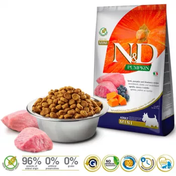FARMINA N&D Pumpkin Lamb & Blueberry Adult Mini - Crocchette per cani - 2,5 kg