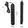 Ciabatta MACLEAN MCE395 B — 5 prese, 3×USB, 110–240V AC, 2,1A USB, 2500W, cavo 1,5 m, nero