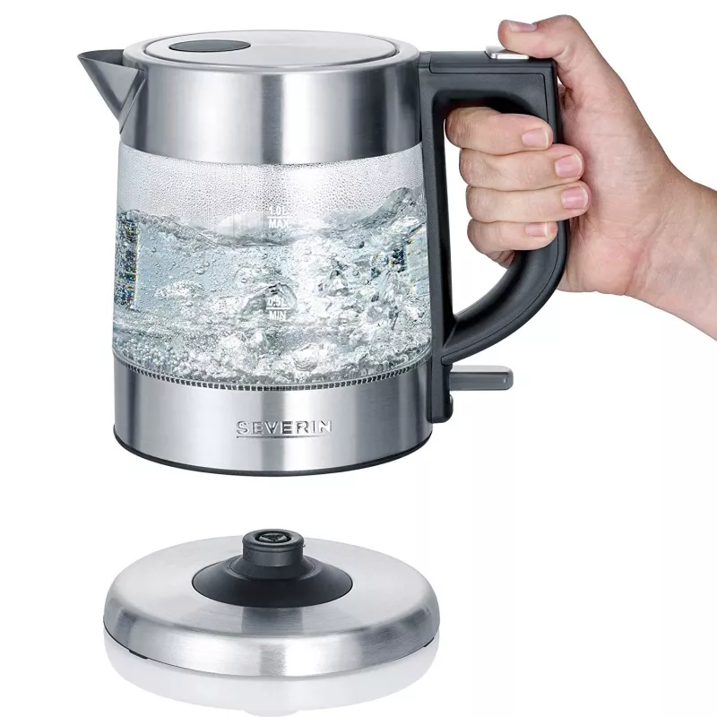 Severin WK 3468 bollitore 1 l 2200 W nero, acciaio inox, trasparente