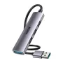 Hub USB Unitek H1208CGY01 — 4 porte USB 3.0 (5 Gbit/s), retrocompatibile con USB 2.0, alluminio