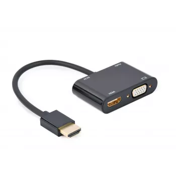 Adattatore HDMI su VGA GEMBIRD A-HDMIM-HDMIFVGAF-01, connettore maschio HDMI su uscita VGA, 0,15 m, nero
