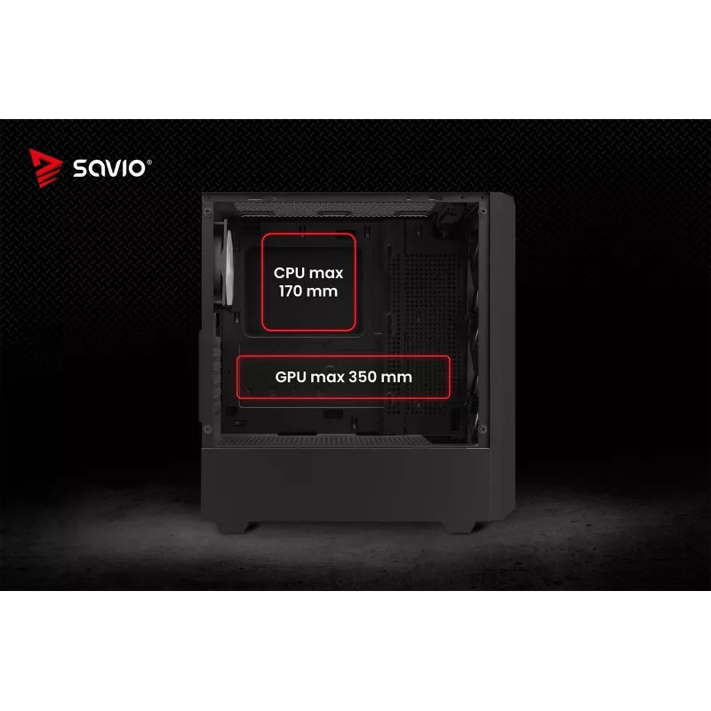 Savio Noctis Glass RGB Cube case per PC, ATX/Micro-ATX/Mini-ITX, frontale in vetro temperato, ventole RGB, nero