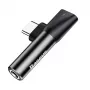 Adattatore audio Baseus USB-C a minijack 3,5 mm + USB-C (nero)
