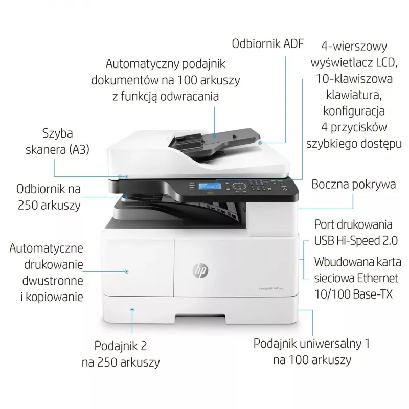 Stampante All-in-One HP LaserJet M443nda Laser A3 1200 x 1200 DPI 24 ppm