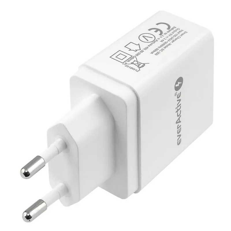 Everactive CARICABATTERIE TELEFONO 3X USB 3, 4A BIANCO