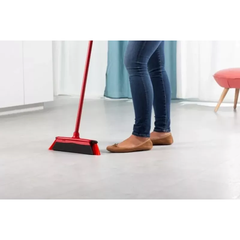 Scopa per pavimenti VILEDA 143703 con manico, tecnopolimero, setole morbide/dure, interni, 130 cm, rosso