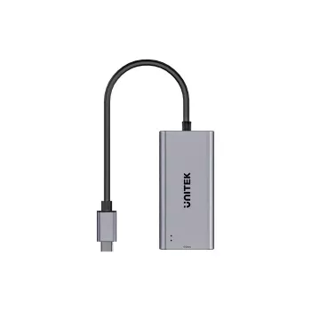 Adattatore USB-C a RJ45 Unitek U1343AGY01 — Ethernet 5 Gbit/s, USB-C (connettore maschio) a RJ45 (connettore femmina), grigio, cavo 0,15 m