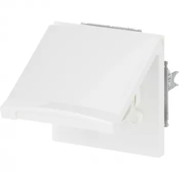 Inserto presa Schuko da parete con coperchio a ribalta, busch jaeger 20EUGK-34-101, incasso, adatto a tutte le condizioni atmosferiche, bianco alpino