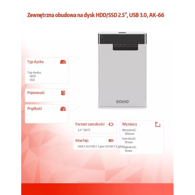 Case per HDD/SSD Savio AK-66